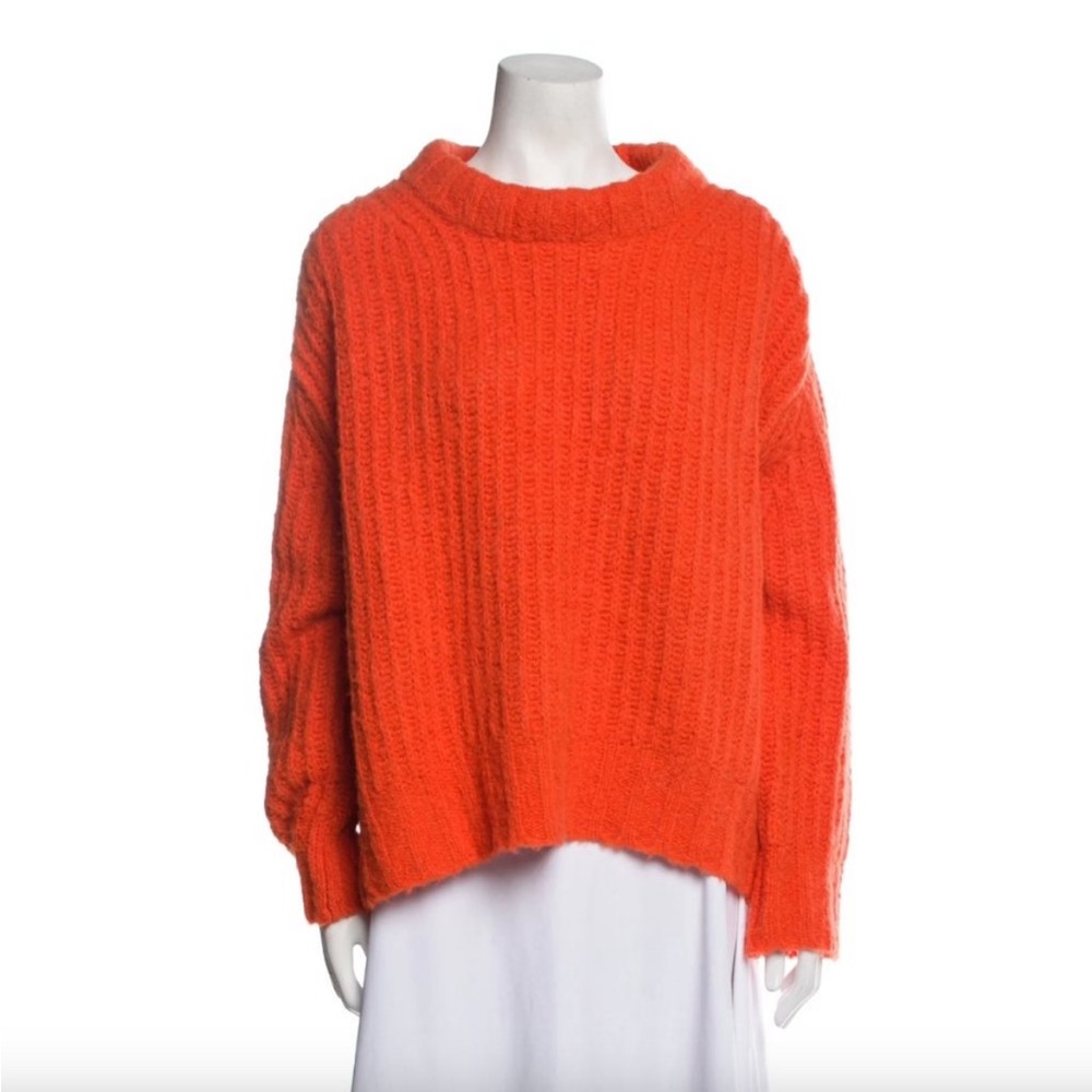 Sea NY Oversized Cable Knit Sweater Womens
Small Orange Long Sleeve Alpaca Wool